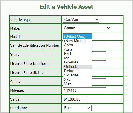 Vehicle Asset